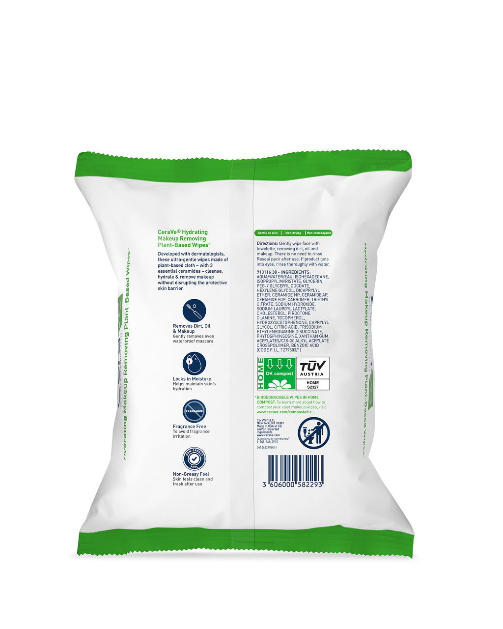 CeraVe Skincare Cleansers Hydrating Makeup Removing Plant Based Wipes