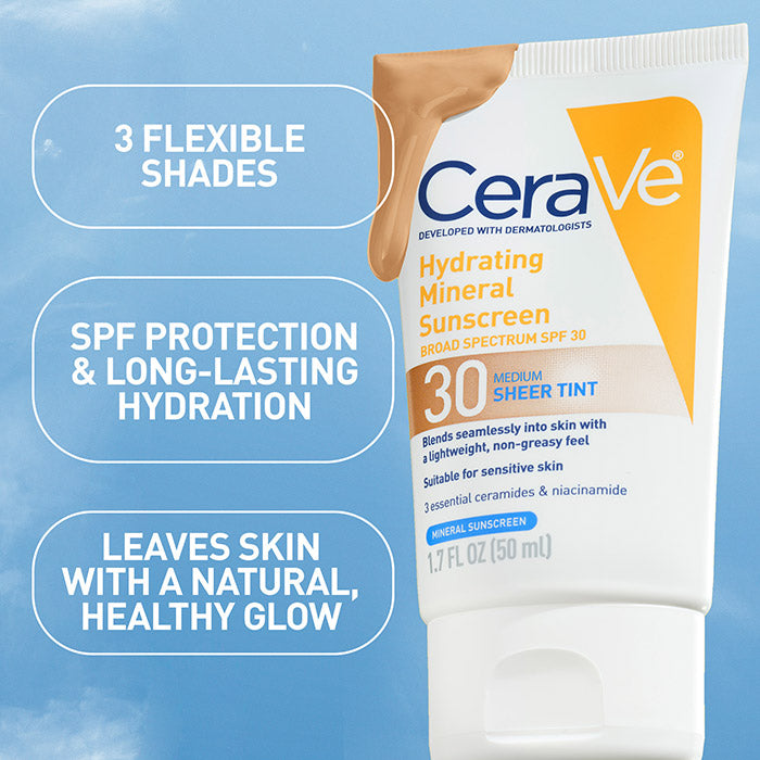 CeraVe Sunscreen Face Hydrating Mineral Sunscreen Spf Face Sheer Tint